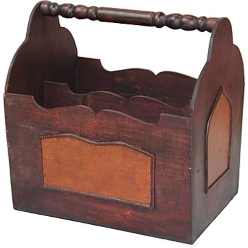 Vintiquewise(TM) Handcrafted Decorative Wooden Magazine Rack with Handle