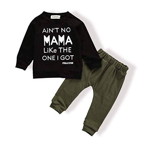Baby Boy Clothes Funny Letter Printed Tops Leggings Pants Outfits Set for Toddler Boys(3-4 T) ArmyGreen