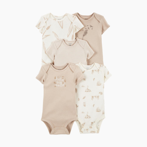 Carter's 5-Pack Short-Sleeve Bodysuits - Cream, Nb