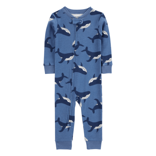 Baby Whale Print Snug Fit Cotton Footless 1-Piece Pajamas - Navy - Carter's | Carter's