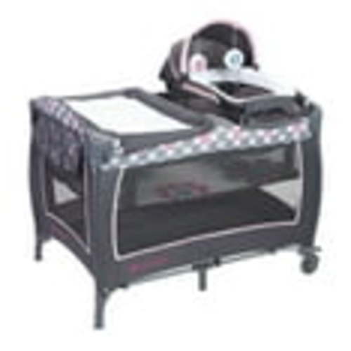 Baby Trend Lil Snooze Deluxe II Nursery Center Playard, Bassinet, Playpen & Crib with Travel Bag - Daisy Dots Pink