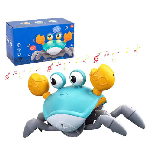SZBXD Crawling Crab Baby Toy with Music and LED Light Up,Toddler Interactive Learning Development Toy with Automatically Avoid Obstacles(Green)