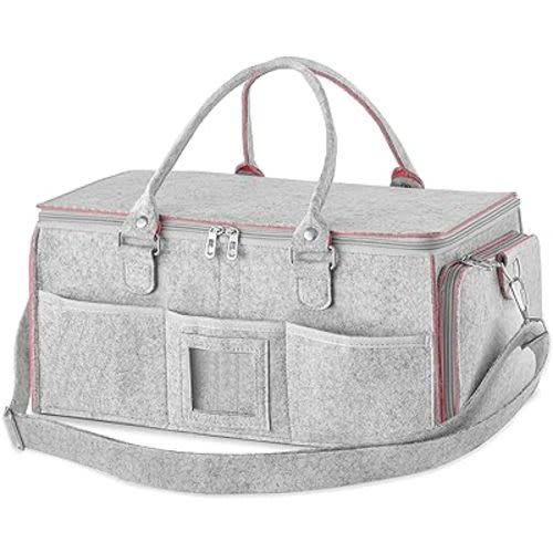HBlife Baby Diaper Caddy Organizer, Nursery Storage Bin, 16" x 10" x 7" Large Portable Basket Shower Gift Newborn Essentials Baby Registry Must Haves Items-Pink