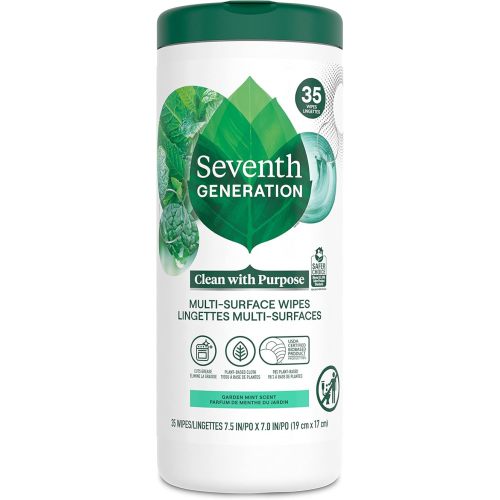 Seventh Generation Multi-Surface Cleaning Wipes, Garden Mint Scent, Cuts Grease & Grime, 35 Wipes