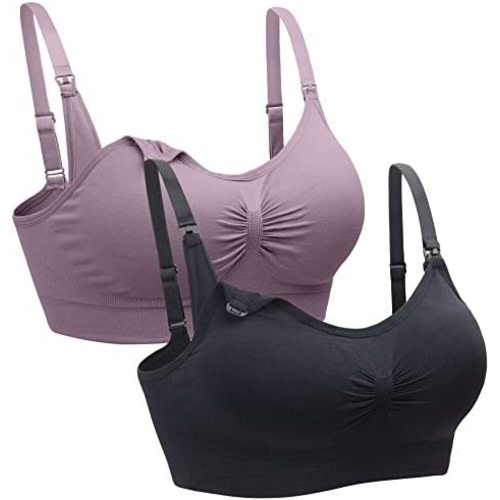 Suekaphin 2PACK Nursing Maternity Bra for Pregnancy Women Breastfeeding Comfortable Sleeping with Extenders