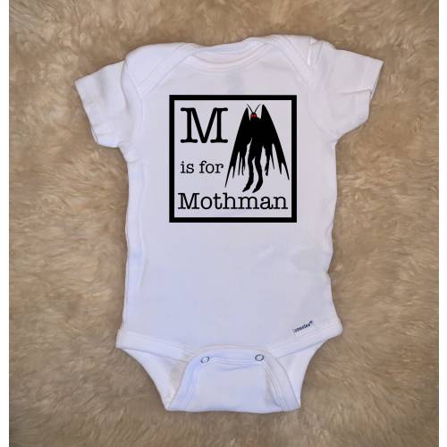 M is for Mothman Baby Onesies®, Witchy Occult Satanic Cryptid Goth Punk Bodysuit, Unisex Infant Newborn Toddler Halloween Baby Shower Gift