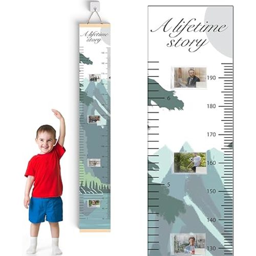 A Lifetime Story Growth Chart for Wall - Personalized for Photos, Photo Stickers, and Memory Album Feature - Height Chart for Kids - Child Height Wall Chart - Height Measurement for Wall