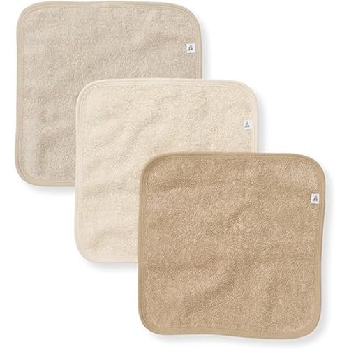 Burt's Bees Baby Infant Washcloths, 100% Organic Cotton, Soft and Super Absorbent Knit Terry & Woven Terry Wash Cloth - 3 Pack Set