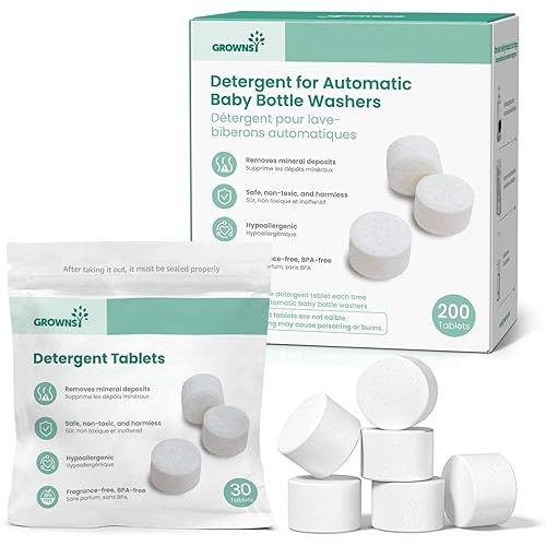 GROWNSY Detergent Washing Tablets 200PCS for Momcozy, Baby Brezza, Papablic Bottle Washer, Compatible with All Brands Baby Bottle Washers