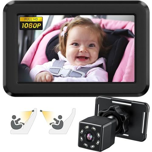 Itomoro Back Seat Baby Car Camera with HD Night Vision Function Car Mirror Display, Reusable Sucker Bracket, Wide View, 12V Cigarette Lighter, Easily Observe the Baby’s Move