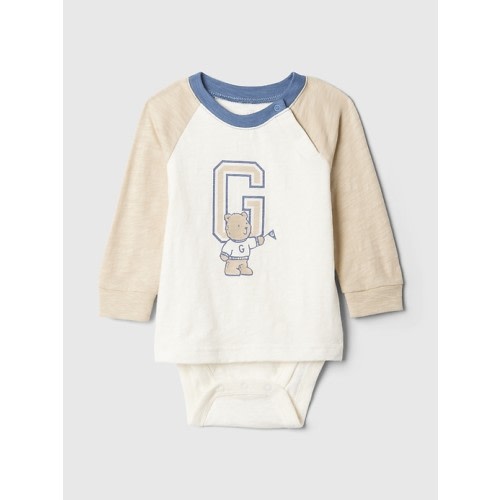 Baby Varsity One-Piece in ivory frost, size: 0-3 M