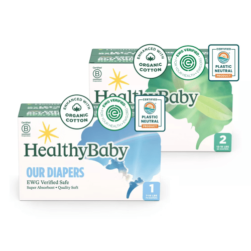 Healthybaby Certified Safe Organic Cotton Diapers (Size 1 and 2+) - 70ct