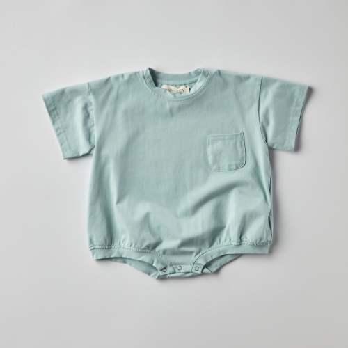 Cory Pocket Romper in Light Blue