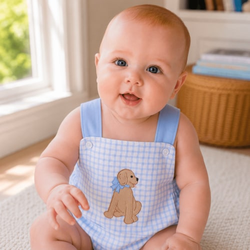 Puppy Playtime Applique Criss-Cross Bubble - Light Blue