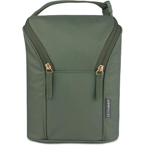 Skip Hop Insulated Bottle Bag Holds 2 Bottles Includes Freezer Pack, Sage