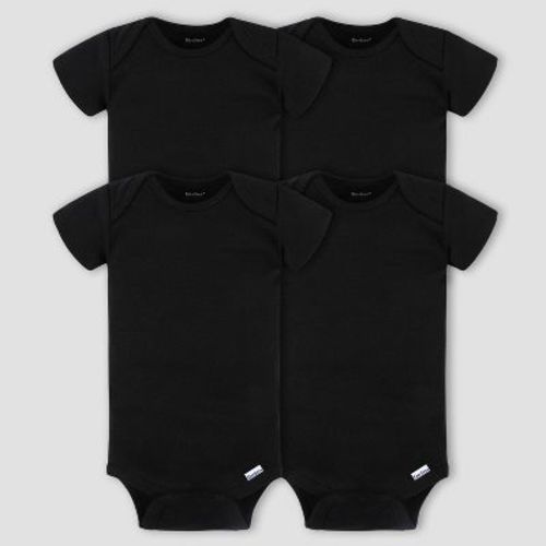 Gerber Baby 4pk Short Sleeve Onesie, Color: Black, Size: 0-3M