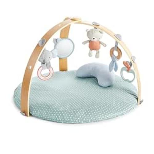 Ingenuity Cozy Spot Reversible Duvet Activity Gym & Play Mat with Wooden Toy bar - Loamy, Newborn and up