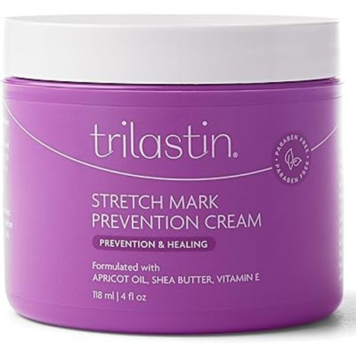 TriLASTIN Maternity Stretch Mark Prevention Cream - Paraben-Free, Hypoallergenic, and Safe for Pregnancy - Stretch Mark Formula for Pregnant Women - 4 Oz Belly Cream for Pregnant Women
