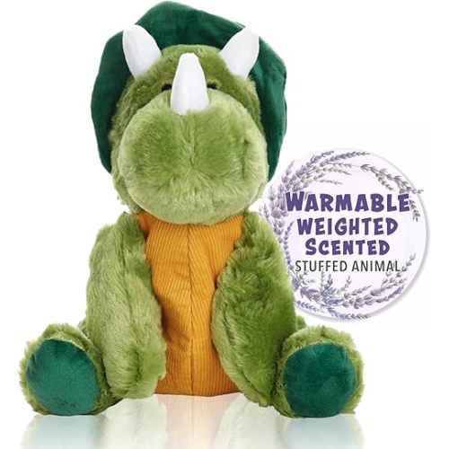 Warm Pals - Dino Dinosaur - 1.5lbs - Cozy Microwavable Lavender Scented Plush Toys - Heated Stuffed Animal - Heatable Coolable Bedtime Comfort Plushie