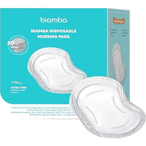 60-Pack Disposable Nursing Pads for Breastfeeding - Ultra Thin Breast Pads for Leaking Milk Disposable with 3D Absorption & Leak Protection, Individually Wrapped, Day & Night Nursing Essentials
