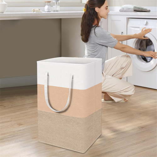 Laundry Basket, Collapsible Laundry Baskets, Laundry Baskets Hamper with Handles,Decorative Basket for Living room,Woven Storage Basket for Toys Bin,Pillows, Blankets,Clothes, 15.7x11.8x24.4"