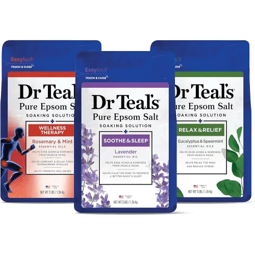 Dr Teal's Pure Epsom Salt Lavender, Eucalyptus & Wellness Trio, 3 Count - 9lbs Total