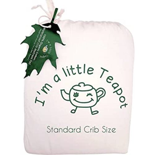 I'm A Little Teapot Organic Cotton Crib Mattress Pad - Standard Size Organic Crib Mattress Protector - Waterproof Baby Crib Mattress Cover - Soft, Durable and Hypoallergenic - Fits 28 x 52 x 9 inches