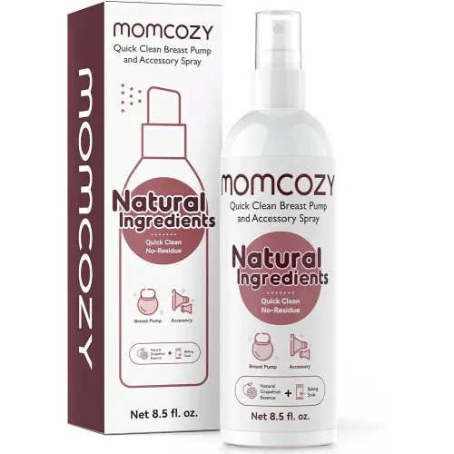Momcozy Portable Breast Pump Cleaner Spray, Strong Milk Fat Removal & Residue-Free, Natural Grapefruit Scent, Pump Spray for Breast Pump and Other Baby Products, 8.5 Fl Oz Bottle