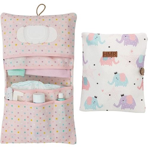 HAMUR Baby Diaper Bag Organizer – Travel-Friendly, Compact & Foldable | Stroller Pouch for Newborn Essentials – Must-Have for Boys & Girls (Elephant)