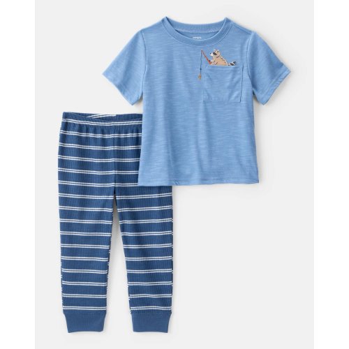 Toddler Boy 2-Piece Fishing Raccoon Loose Fit Pajamas - Blue - Carter's | Carter's