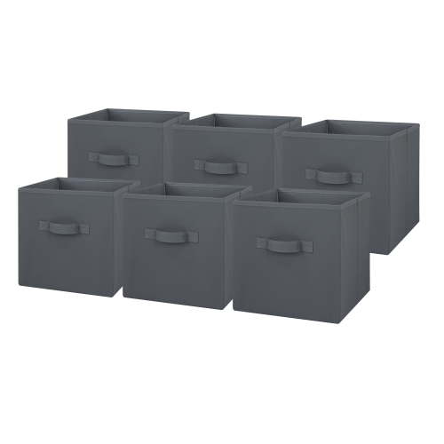 Mainstays Collapsible Cube Fabric Storage Bins (10.5" x 10.5"), 6 Pack, Gray Flannel