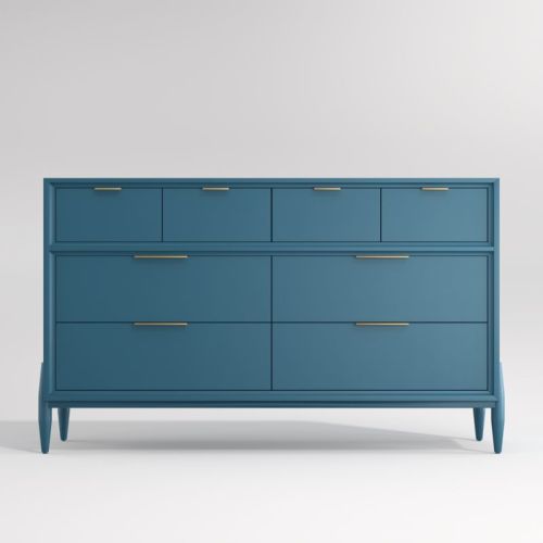 Bodie Natural Oak Wood Wide 8-Drawer Kids Dresser