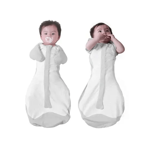 BABELIO Baby Swaddle Temp-Sensing Detachable Zip Sleeves Transitional Arms Up Swaddles 0-3 Months Soft Newborn Sleep Sack Light Gray