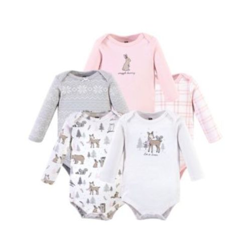 Baby Girls Hudson Cotton Long-Sleeve Bodysuits 5pk, Winter Forest, 18-24 Months