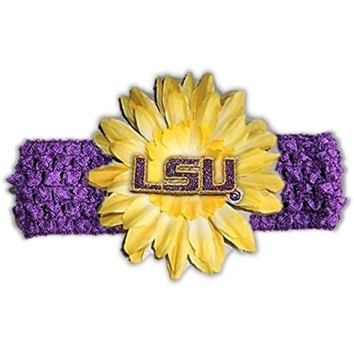 NCAA LSU Tigers Girls Crochet Flower Headband, One Size, Purple/Yellow Gold