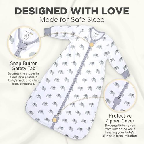 Mama Cheetah Baby Sleep Sack with Sleeves, 0.5 TOG Organic Cotton Wearable Blanket and Two-Way Zipper, Swaddle Transition Long Sleeve Sleeping Bag for Newborn Infant Toddler, 0-6 Months