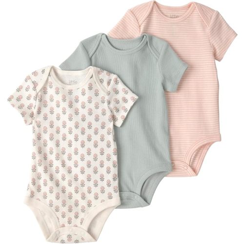 little planet by carter's Unisex Baby 3-pack Short Sleeve Bodysuits Made With Organic Cotton