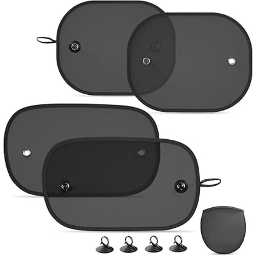 Car Sun Shade, 4 Pack Car Window Shade for Baby Universal Sunshade for Side Window 20''x12''/17.3''x14'' Sun Glare and UV Protection for Kids/Adults/Pets Fits 98% Cars(Suction Cup)