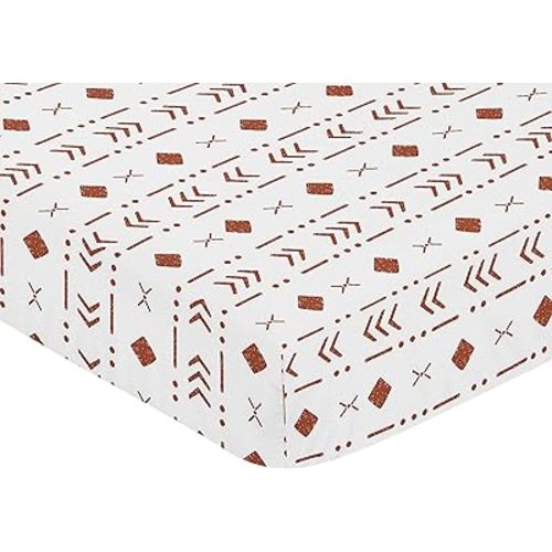 Sweet Jojo Designs White Rust Boho Tribal Fitted Crib Sheet