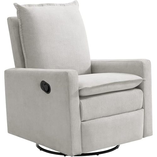 Oxford Baby Uptown Upholstered Glider Recliner Rocking Chair 360° Swivel for Nursery and Living Room - Sand