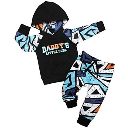 Von kilizo Toddler Baby Boy Clothes Fall Outfits Cute FashionsHoodie Sweatsuit Top+Tie-Dye Pants 2PCS Set