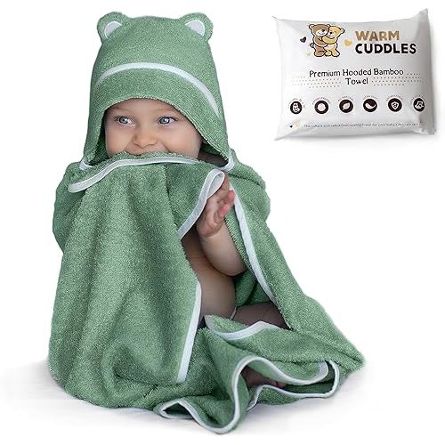 Premium Baby Bath Towel - Rayon Made from Bamboo Hooded Baby Towels - Newborn Baby Towel with Hood - Large Hooded Towel for Newborn Infant Boy Girl (Green)