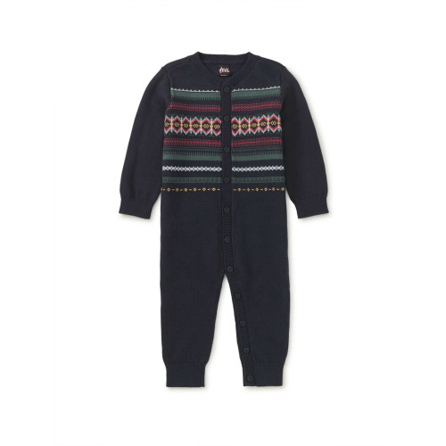Little Boy Cozy Fair Isle Baby Romper Sweater |Tea Collection