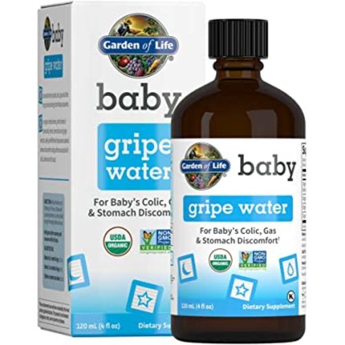 Garden of Life Baby Organic Gripe Water for Infants & Babies Nighttime or Daytime Colic, Gas & Stomach Discomfort, Herbal Remedy for Newborn Baby with Chamomile, Lemon Balm & Ginger - 4 fl oz Liquid