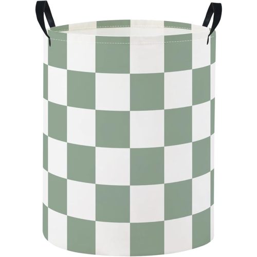 Baby Laundry Basket Baby Nursery Hamper Kids Laundry Basket Toy Storage Bin for Boys Room Decor Gift Baskets for Bedroom Bathroom(Green Checkered)
