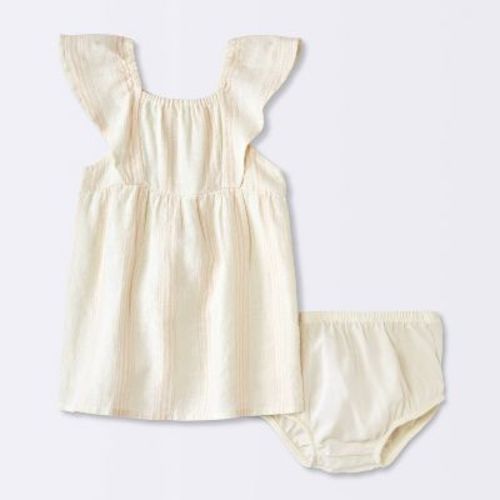 Baby Girls' Striped Flutter Dress - Cloud Island™ Pink 0-3M