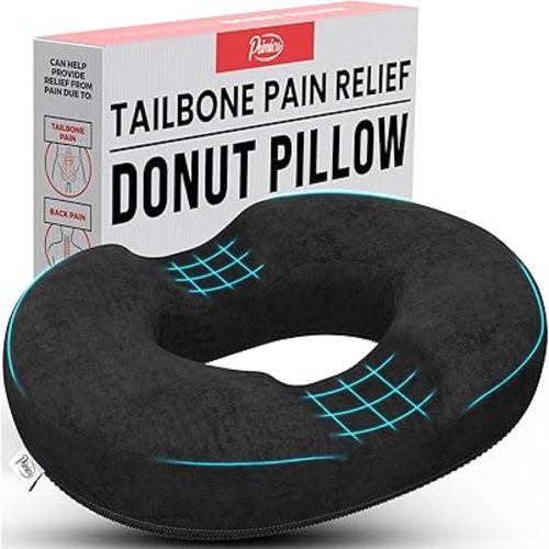 Donut Pillow, Tailbone Pain Relief, Hemorrhoid & Postpartum Cushion for Men and Women, Helps Ease Discomfort from Tailbone, Hemorrhoids, Pregnancy, Surgery (Up to 220 LBS)