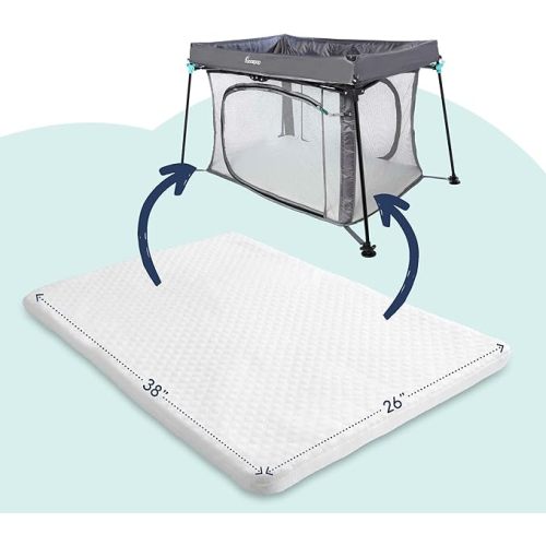 hiccapop Pack and Play Mattress Pad (38"x26"x1.5"), Playpen Pad, Playard Mattress for Pack and Play, Pack N Play Mattress Topper with Washable Cover, 1.5" Thick