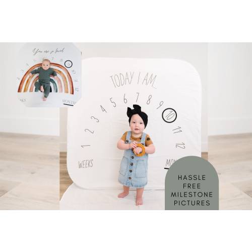 Lay, Sit n' Stand Milestone Baby Blanket - Black & White, Pink Floral, Rainbow, Greenery, Citrus. Newborn/0 -12 months. Unique Baby Gift