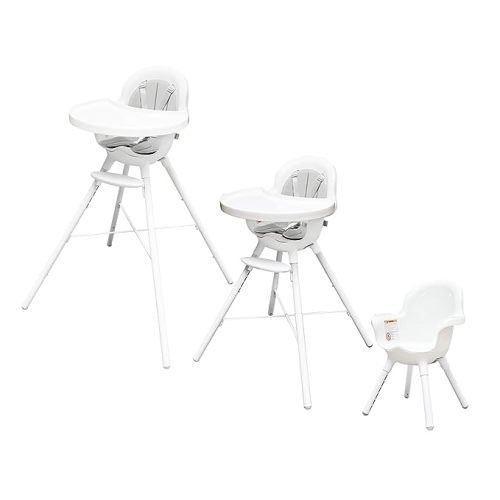 Boon GRUB Adjustable Baby High Chair - Convertible High Chair and Toddler Chair - High Chairs for Babies and Toddlers 6 Months to 6 Years - Dishwasher Safe - White - Grub Highchairs - White Highchair